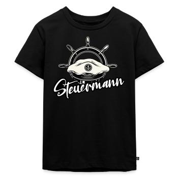 STEUERMANN" - Paare Partnerlook ("Sohn") - Kinder Premium Bio T-Shirt - Schwarz - Vorne - Mikhail (115cm)