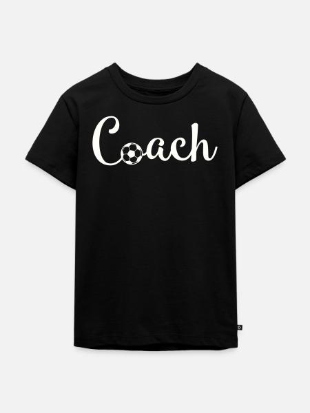 Coach Fußball Schriftlogo - Kinder Premium Bio T-Shirt - Schwarz