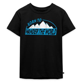 Né pour parcourir le monde sac à dos de voyage - T-shirt Premium bio Enfant - noir - Devant - Mikhail (115cm)