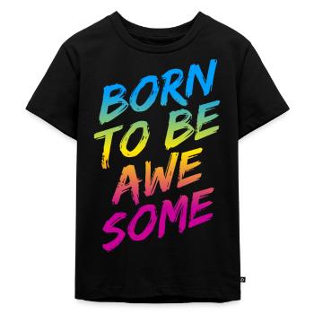 Dégradé arc-en-ciel « Born To Be Awesome » - T-shirt Premium bio Enfant - noir - Devant - Mikhail (115cm)