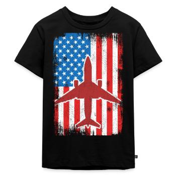 Flugzeuge 4. Juli USA - Kinder Premium Bio T-Shirt - Schwarz - Vorne - Mikhail (115cm)