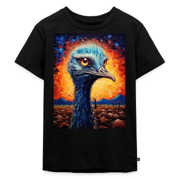 strauß, van gogh, sternennacht, tier, vogel - Kinder Premium Bio T-Shirt - Schwarz - Vorne - Mikhail (115cm)
