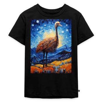 strauß, van gogh, sternennacht, tier, vogel - Kinder Premium Bio T-Shirt - Schwarz - Vorne - Mikhail (115cm)