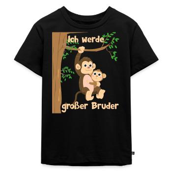 Ich werde großer Bruder Affe Affen - Kinder Premium Bio T-Shirt - Schwarz - Vorne - Mikhail (115cm)
