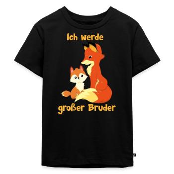 Ich werde großer Bruder Fuchs Füchse - Kinder Premium Bio T-Shirt - Schwarz - Vorne - Mikhail (115cm)