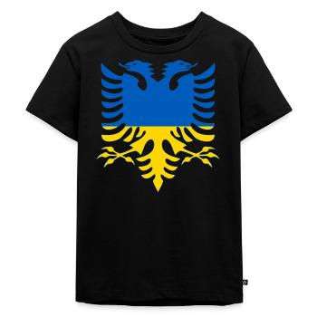 Albania Ukraine Flag - Kids Premium Organic T-Shirt - black - Front - Mikhail (115cm)
