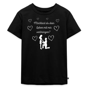 Heiratsantrag - Verlobung - Kinder Premium Bio T-Shirt - Schwarz - Vorne - Mikhail (115cm)