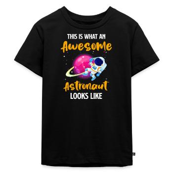 Ruimte Ruimte Ruimteschip Planeet - Kinderen Premium Bio T-shirt - zwart - Voor - Mikhail (115cm)