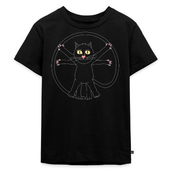 Leonardo da Kitty - Kinder Premium Bio T-Shirt - Schwarz - Vorne - Mikhail (115cm)