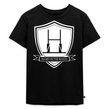 RuckThis Shield - Kids Premium Organic T-Shirt - black - Front - Mikhail (115cm)
