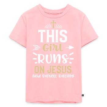 Cette fille court sur Jésus et nue... - T-shirt Premium bio Enfant - rose - Devant - AI Model Kid Female (0cm)