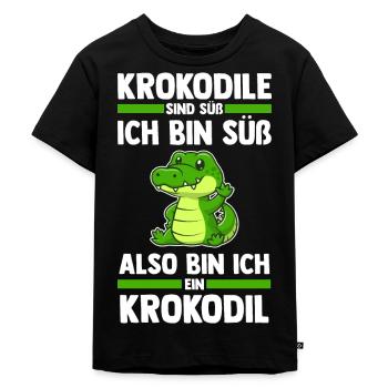 Krokodile - Kinder Premium Bio T-Shirt - Schwarz - Vorne - Mikhail (115cm)