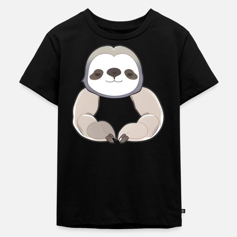 Faultier - Kinder Premium Bio T-Shirt - Schwarz