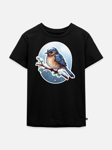 Winter Bird Snow - Kids Premium Organic T-Shirt - black