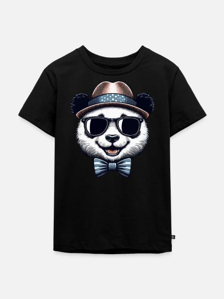 Stylischer Panda - Kinder Premium Bio T-Shirt - Schwarz