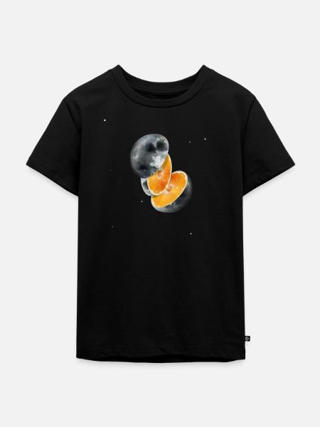 Universe Orange Moon - Kinder Premium Bio T-Shirt - Schwarz