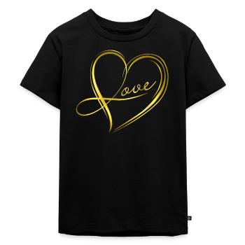 Cœur doré - T-shirt Premium bio Enfant - noir - Devant - Mikhail (115cm)