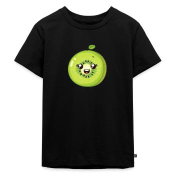 Charmant kiwi dans le style de dessin animé vert - T-shirt Premium bio Enfant - noir - Devant - Mikhail (115cm)