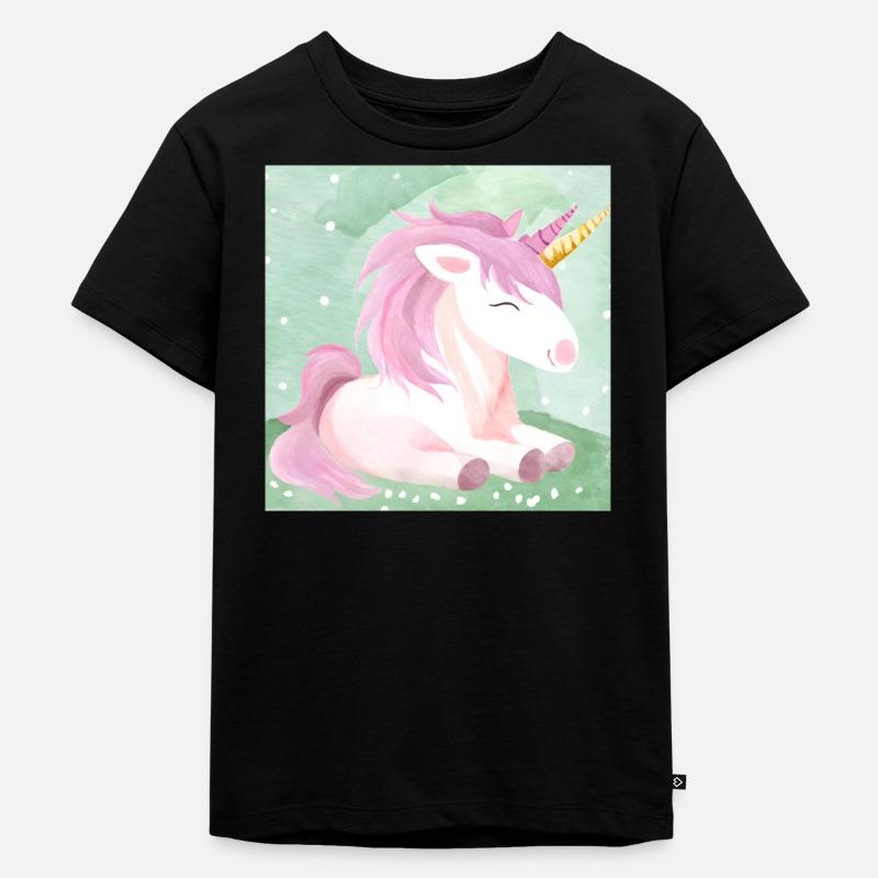 Süsses Einhorn - Kinder Premium Bio T-Shirt - Schwarz