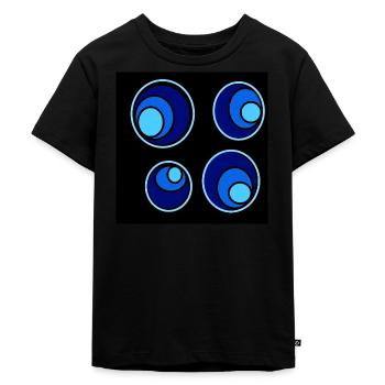 Blaue und hellblaue konzentrische Kreise - Kinder Premium Bio T-Shirt - Schwarz - Vorne - Mikhail (115cm)