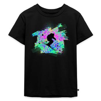 skier - Kids Premium Organic T-Shirt - black - Front - Mikhail (115cm)