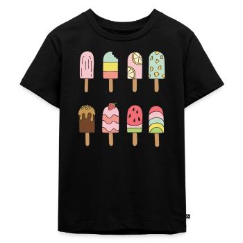 Eiscreme Outfit Softeis Karneval Kostüm Eis - Kinder Premium Bio T-Shirt - Schwarz - Vorne - Mikhail (115cm)