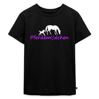 Pferdemädchen - Kinder Premium Bio T-Shirt - Schwarz - Vorne - Mikhail (115cm)