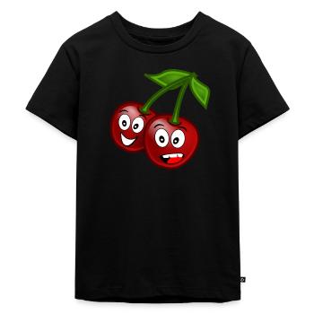 Funny summer fruits cherry - Kids Premium Organic T-Shirt - black - Front - Mikhail (115cm)