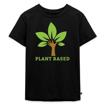 Plant Based Vegan Geschenk - Kinder Premium Bio T-Shirt - Schwarz - Vorne - Mikhail (115cm)