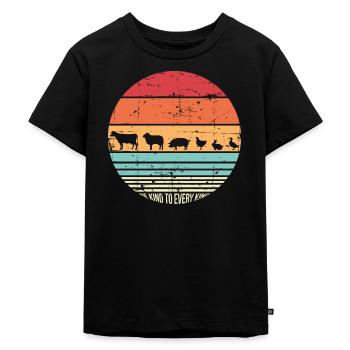 Cadeau de protection des animaux végétalien - T-shirt Premium bio Enfant - noir - Devant - Mikhail (115cm)