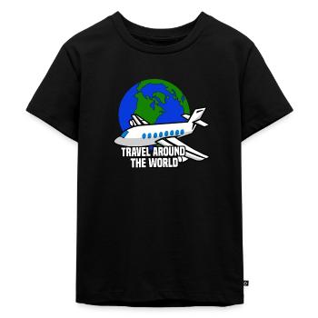 Travel around world - Kinder Premium Bio T-Shirt - Schwarz - Vorne - Mikhail (115cm)