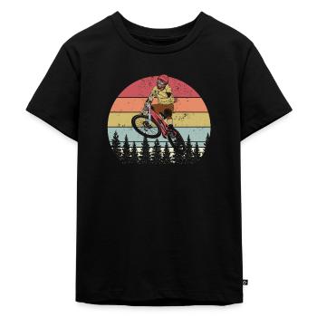 Vintage Retro Mountainbike MTB - Kinder Premium Bio T-Shirt - Schwarz - Vorne - Mikhail (115cm)