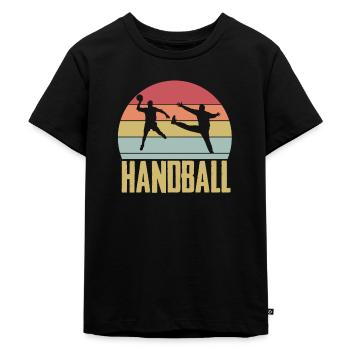 Vintage Retro Handball - Kinder Premium Bio T-Shirt - Schwarz - Vorne - Mikhail (115cm)