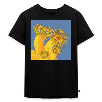 Orange coral, Astroid polyps - Kids Premium Organic T-Shirt - black - Front - Mikhail (115cm)