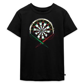 Dart board with darts for dart players - Kids Premium Organic T-Shirt - black - Front - Mikhail (115cm)