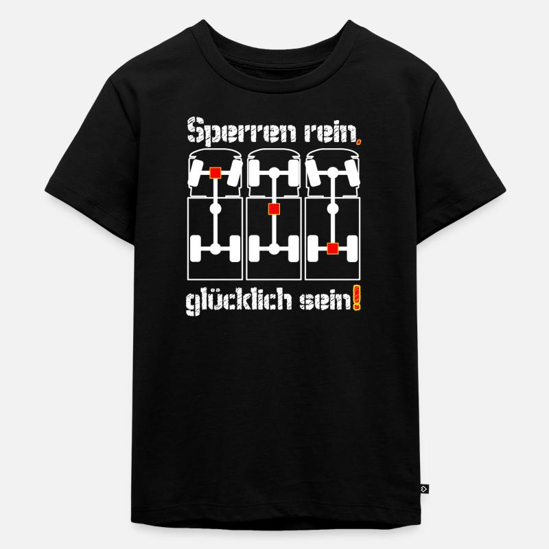 Sperren rein, glücklich sein - Offroad - Unimog - Kinder Premium Bio T-Shirt - Schwarz