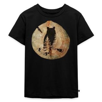 Tree Disc Owl - Kids Premium Organic T-Shirt - black - Front - Mikhail (115cm)