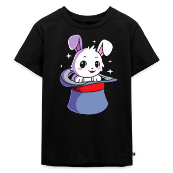 Zauberer Magie Magier Hase - Kinder Premium Bio T-Shirt - Schwarz - Vorne - Mikhail (115cm)