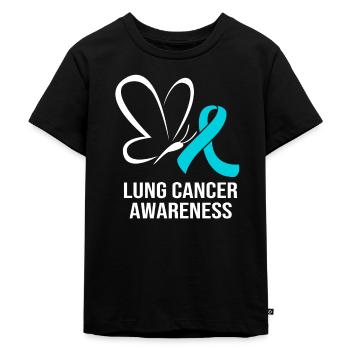 Lungenkrebs-Überlebender Krebs Lunge - Kinder Premium Bio T-Shirt - Schwarz - Vorne - Mikhail (115cm)