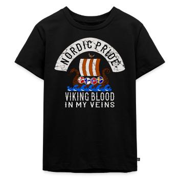 Nordic Pride Skandinavien - Kinder Premium Bio T-Shirt - Schwarz - Vorne - Mikhail (115cm)