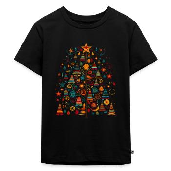 Festlicher Rausch! Pop Art Weihnachtsbaum - Kinder Premium Bio T-Shirt - Schwarz - Vorne - Mikhail (115cm)