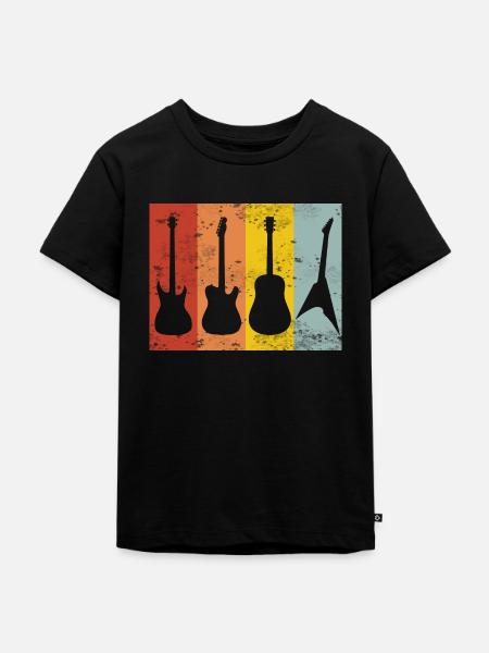 Gitarre Retro - Kinder Premium Bio T-Shirt - Schwarz