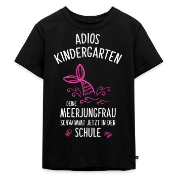 Einschulung Grundschule Erste Klasse Meerjungfrau - Kinder Premium Bio T-Shirt - Schwarz - Vorne - Mikhail (115cm)