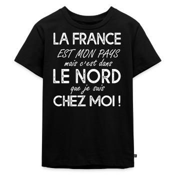 Le nord c'est chez moi Cadeau Humour pour ch'it - T-shirt Premium bio Enfant - noir - Devant - Mikhail (115cm)
