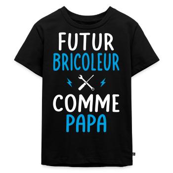 Futur bricoleur - Comme papa - Cadeau humour - T-shirt Premium bio Enfant - noir - Devant - Mikhail (115cm)