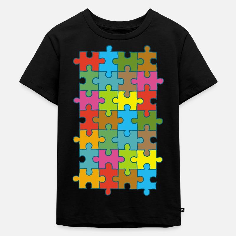 Puzzle multicolore - T-shirt Premium bio Enfant - noir