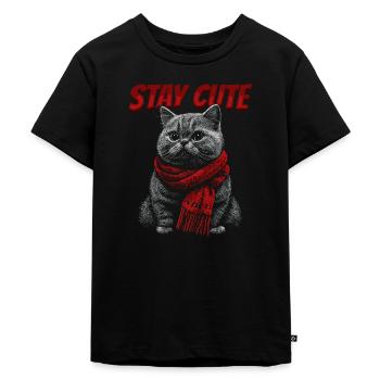 Echarpe de chat Restez mignon - T-shirt Premium bio Enfant - noir - Devant - Mikhail (115cm)