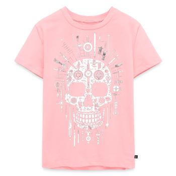 Mythic Skull Funky, Fiesta Funky Skull - Kinder Premium Bio T-Shirt - Rosa - Vorne - AI Model Kid Female (0cm)