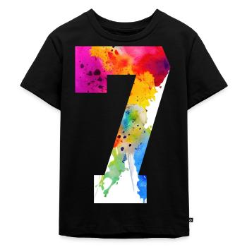 NUMMER 7 JAHRE ALT 7. GEBURTSTAG - Kinder Premium Bio T-Shirt - Schwarz - Vorne - Mikhail (115cm)