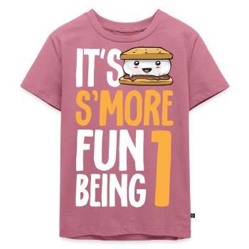 S'more Lagerfeuer Marshmallow Camping - Kinder Premium Bio T-Shirt - Mauve - Vorne - Hailey (125cm)
